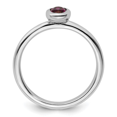 Rhodium-Plated Sterling Silver Stackable Expressions Oval Rhodolite Garnet Ring, 2.25 mm - View 2