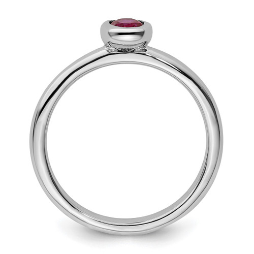 Rhodium-Plated Sterling Silver Stackable Expressions Oval Lab-Created Ruby Ring, 2.25 mm - View 2