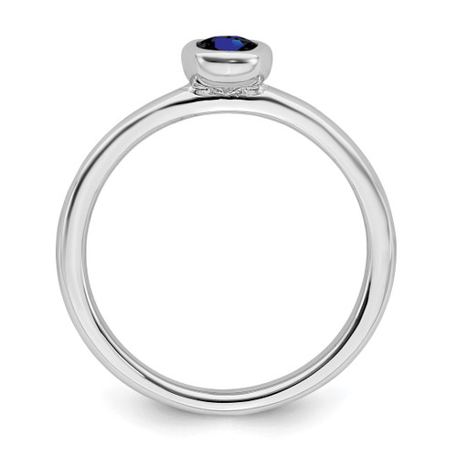 Rhodium-Plated Sterling Silver Stackable Expressions Oval Lab-Created Sapphire Ring, 2.25 mm - View 2