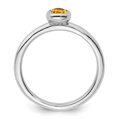 Rhodium-Plated Sterling Silver Stackable Expressions Oval Citrine Ring, 2.25 mm - View 2