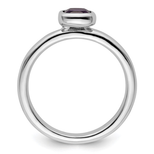 Rhodium-Plated Sterling Silver Stackable Expressions Cushion Cut Amethyst Ring, 2.25 mm - View 2