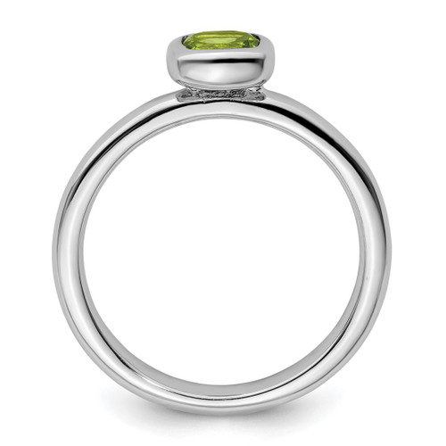 Rhodium-Plated Sterling Silver Stackable Expressions Cushion Cut Peridot Ring, 2.25 mm - View 2