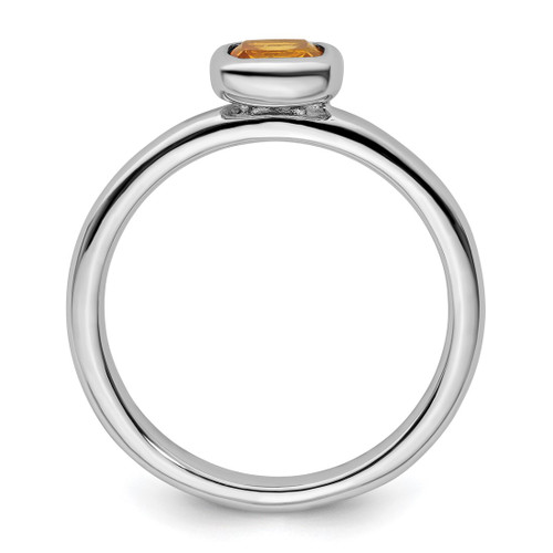 Rhodium-Plated Sterling Silver Stackable Expressions Cushion Cut Citrine Ring, 2.25 mm - View 2