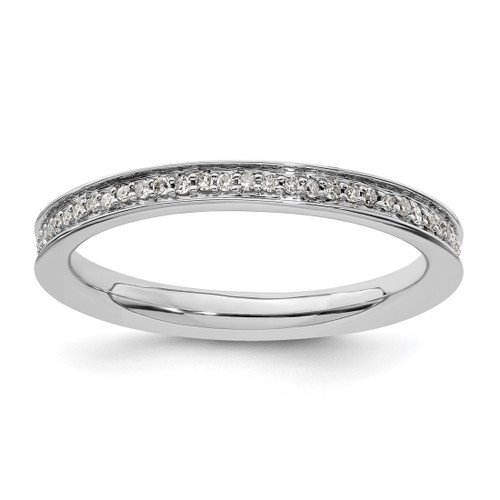 Rhodium-Plated Sterling Silver Stackable Expressions & Diamonds Polished Ring, 2.25 mm