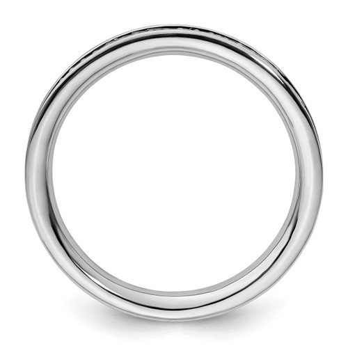 Rhodium-Plated Sterling Silver Stackable Expressions & Diamonds Polished Ring, 2.25 mm - View 2
