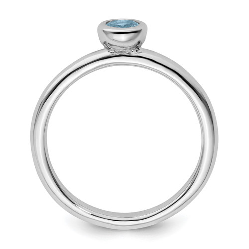 Rhodium-Plated Sterling Silver Stackable Expressions Low 4 mm Round Aquamarine Ring - View 2