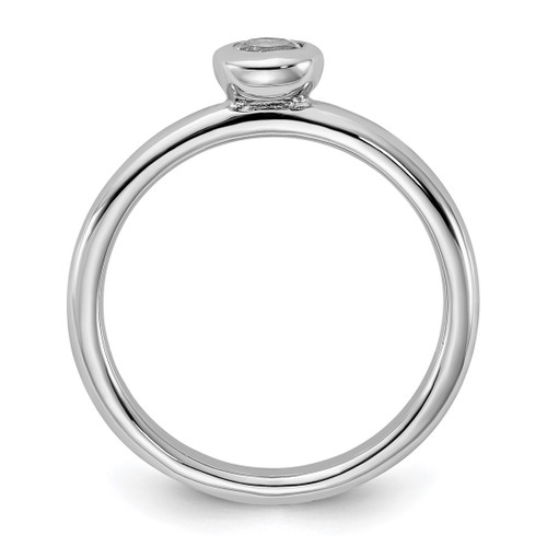 Rhodium-Plated Sterling Silver Stackable Expressions Low 4 mm Round White Topaz Ring - View 2