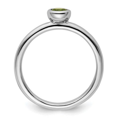 Rhodium-Plated Sterling Silver Stackable Expressions Low 4 mm Round Peridot Ring - View 2