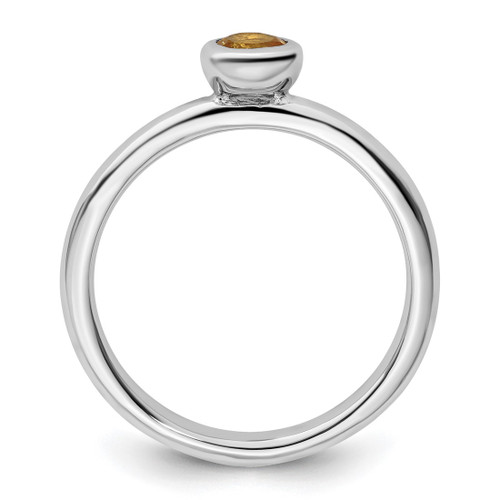 Rhodium-Plated Sterling Silver Stackable Expressions Low 4 mm Round Citrine Ring - View 2
