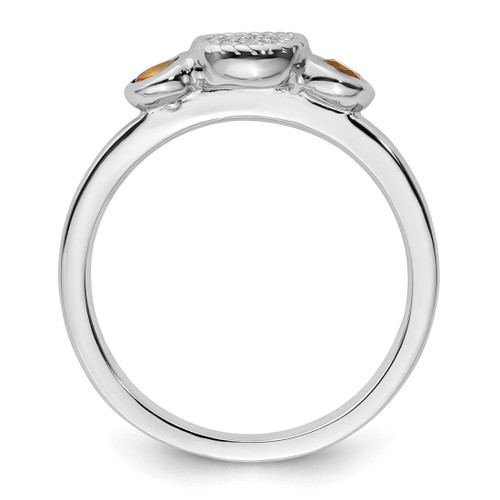 Rhodium-Plated Sterling Silver Stackable Expressions Dbl Round Citrine & 0.05ct Diamond. Ring, 2.25 mm - View 2