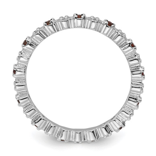 Rhodium-Plated Sterling Silver Stackable Expressions Garnet & Diamond Ring, 2.25 mm - View 2