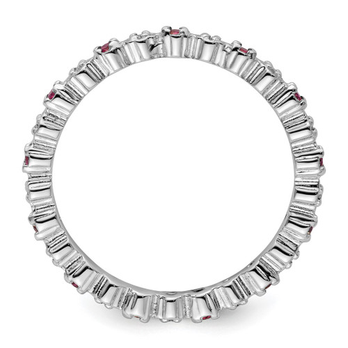 Sterling Silver Stackable Expressions Rhodium-Plated. Garnet & Diamond Ring, 2.25 mm - View 2