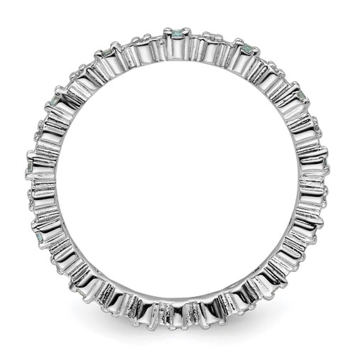 Rhodium-Plated Sterling Silver Stackable Expressions Blue Topaz & Diamond Ring, 2.25 mm - View 2