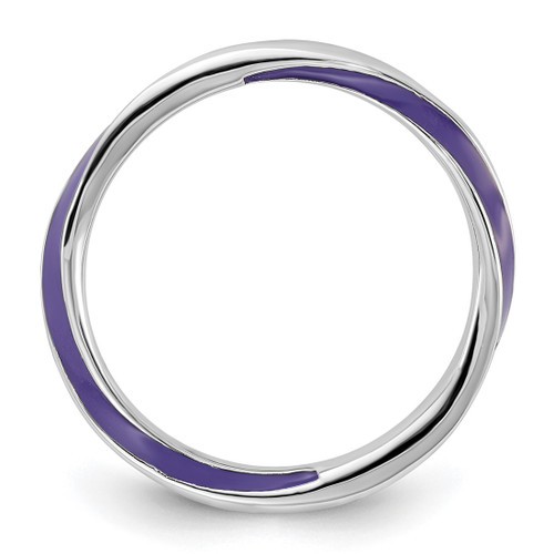 Rhodium-Plated Sterling Silver Stackable Expressions Twisted Purple Enameled Ring, 2.5 mm - View 2
