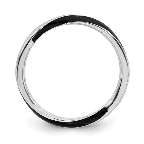 Rhodium-Plated Sterling Silver Stackable Expressions Twisted Black Enameled Ring, 2.5 mm - View 2