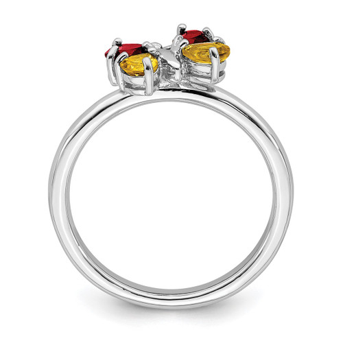 Rhodium-Plated Sterling Silver Stackable Expressions Polished CI & GA Butterfly Ring, 2.25 mm - View 2
