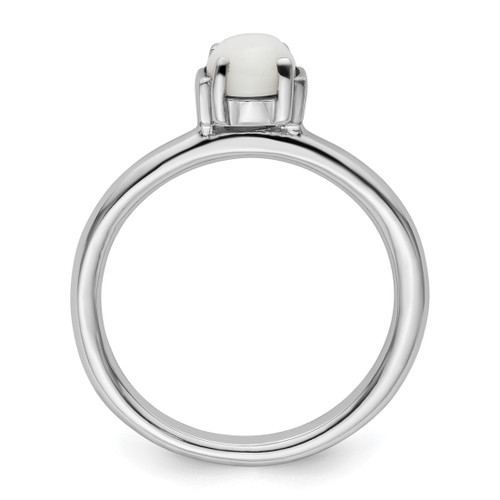 Rhodium-Plated Sterling Silver Stackable Expressions Polished White Agate Ring, 2.5 mm - View 2