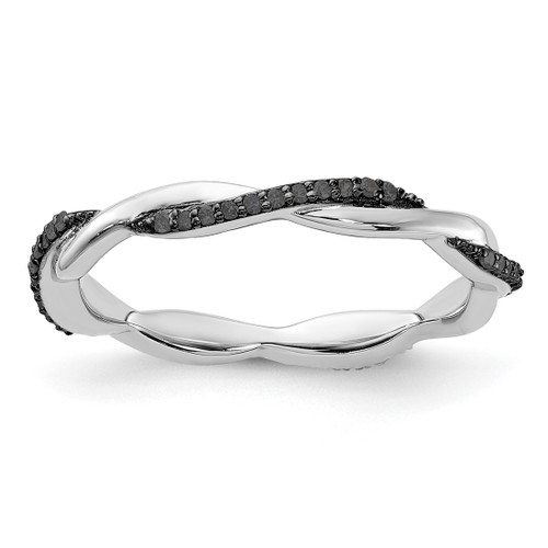 Sterling Silver Stackable Expressions Polished Black Diamond Ring, 2.5 mm