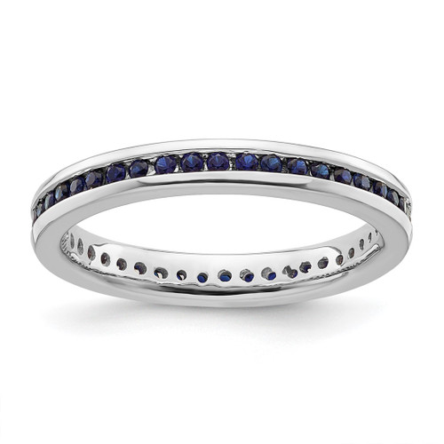 Rhodium-Plated Sterling Silver Stackable Expressions Polished Lab-Created Sapphire Ring, 2.5 mm