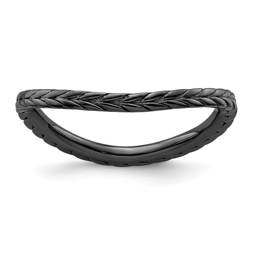 Ruthenium-Plated Sterling Silver Stackable Expressions Polished Black-Plated Wave Ring, 1.5 mm - QSK671