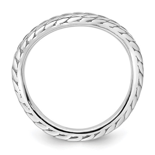Sterling Silver Stackable Expressions Polished Rhodium-Plated Wave Ring, 1.5 mm - View 2
