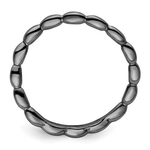 Ruthenium-Plated Sterling Silver Stackable Expressions Polished Black-Plate Wave Ring, 1.5 mm - View 2