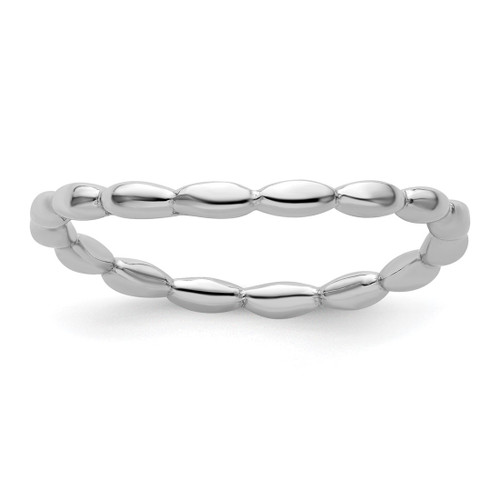 Sterling Silver Stackable Expressions Polished Rhodium-Plated-Plate Wave Ring, 1.5 mm - QSK676
