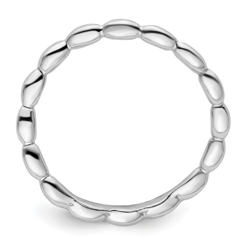 Sterling Silver Stackable Expressions Polished Rhodium-Plated-Plate Wave Ring, 1.5 mm - QSK676 - View 2