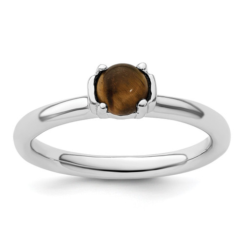 Sterling Silver Stackable Expressions Tigers Eye Rhodium-Plated Ring, 2.5 mm