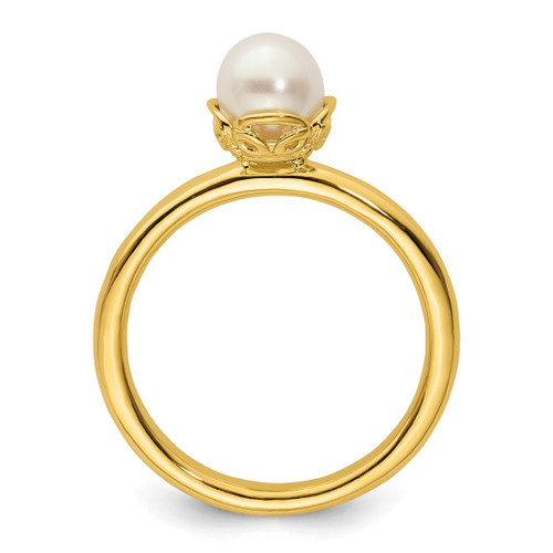 Sterling Silver Stack Exp. White Cultured Freshwater Pearl Gold-Tone Ring, 2.5 mm - View 2