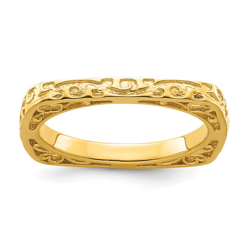 Sterling Silver Stackable Expressions Polished Gold-Tone Square Ring, 2.25 mm - QSK754
