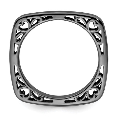 Ruthenium-Plated Sterling Silver Stackable Expressions Polished Black-Plated Square Ring, 2.25 mm - View 2