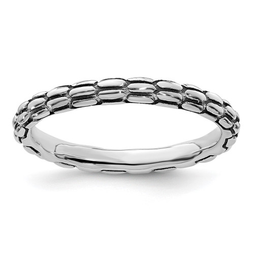 Sterling Silver Stackable Expressions Antiqued Ring, 2.5 mm - QSK797