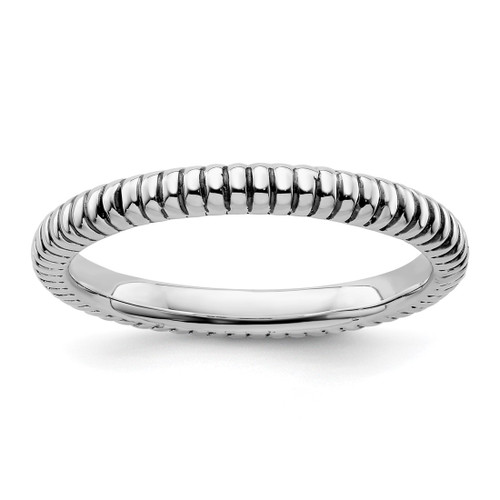 Sterling Silver Stackable Expressions Antiqued Ring, 2.5 mm - QSK802