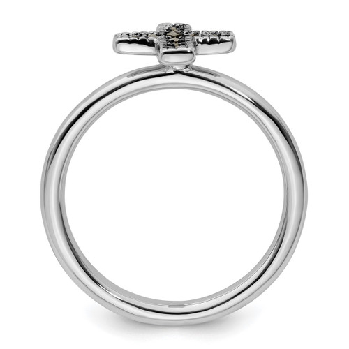 Rhodium-Plated Sterling Silver Stackable Expressions Marcasite Cross Ring, 2.25 mm - View 2