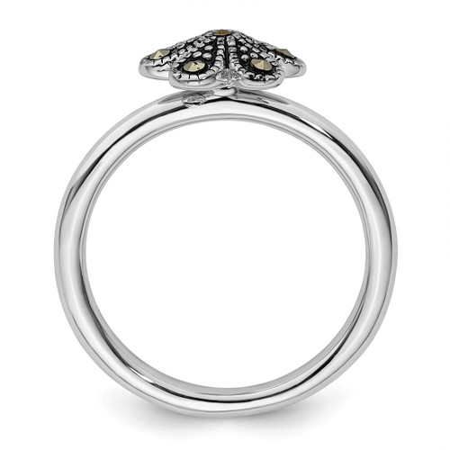 Rhodium-Plated Sterling Silver Stackable Expressions Marcasite Scalloped Ring, 2.25 mm - View 2