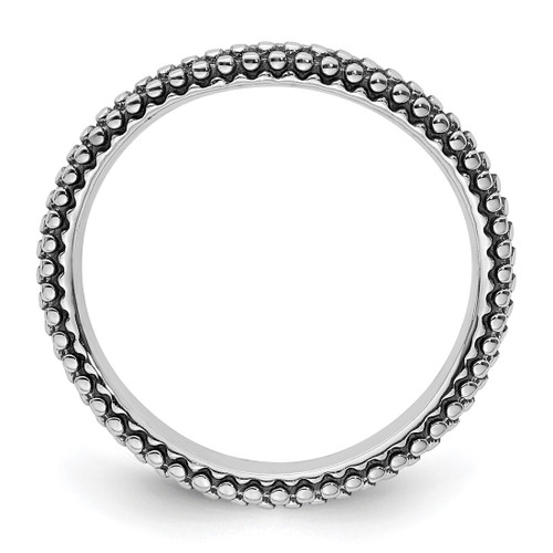 Sterling Silver Stackable Expressions Polished Antiqued Wave Ring, 2.25 mm - View 2