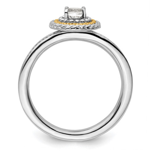 Rhodium-Plated Sterling Silver & 14K Two-Tone Gold Stackable Expressions White Topaz Ring, 2.25 mm - View 2