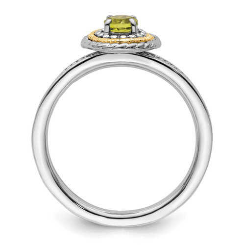 Rhodium-Plated Sterling Silver & 14K Two-Tone Gold Stackable Expressions Peridot Ring, 2.25 mm - View 2