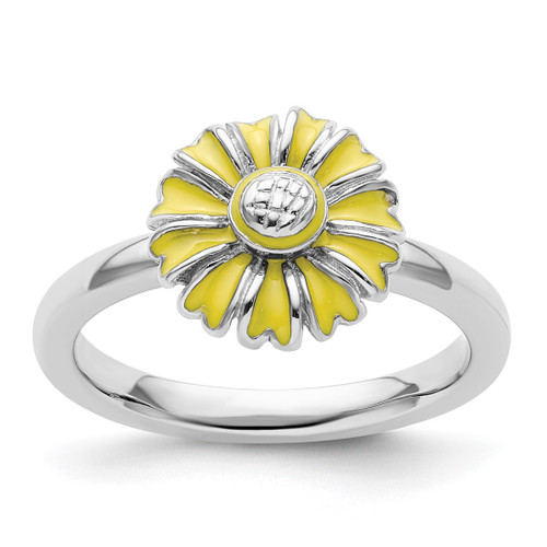 Rhodium-Plated Sterling Silver Stackable Expressions Daisy Ring, 2.25 mm