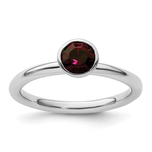 Rhodium-Plated Sterling Silver Stackable Expressions High 5 mm February Crystal Ring