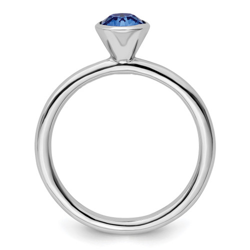 Rhodium-Plated Sterling Silver Stackable Expressions High 5 mm September Crystal Ring - View 2