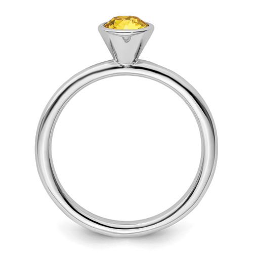 Rhodium-Plated Sterling Silver Stackable Expressions High 5 mm November Crystal Ring - View 2
