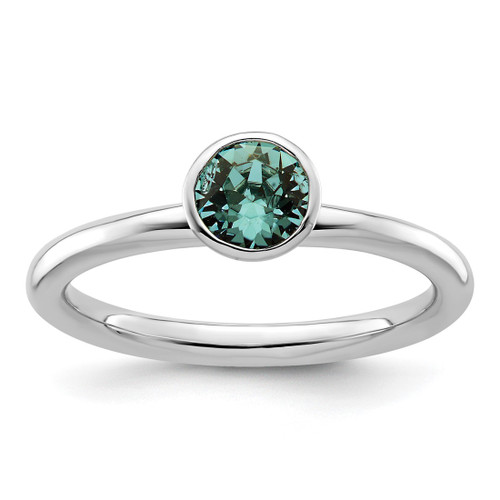 Rhodium-Plated Sterling Silver Stackable Expressions High 5 mm December Crystal Ring