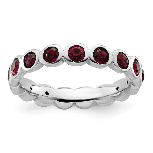 Rhodium-Plated Sterling Silver Stackable Expressions February Crystal Ring, 3.5 mm