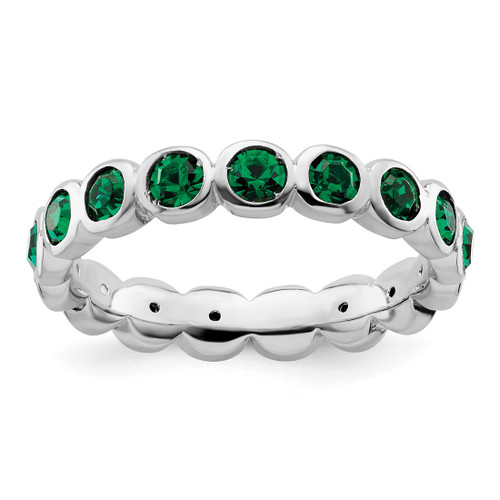 Rhodium-Plated Sterling Silver Stackable Expressions May Crystal Ring, 3.5 mm
