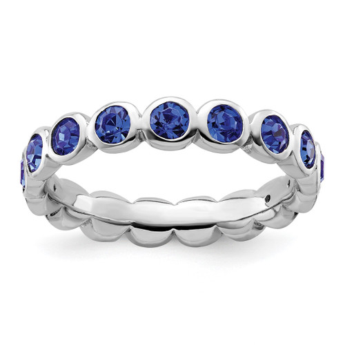 Rhodium-Plated Sterling Silver Stackable Expressions September Crystal Ring, 3.5 mm