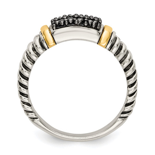 Rhodium-Plated Shey Couture Sterling Silver with 14K Accent Antiqued Black 0.13ct Diamond Ring - View 2