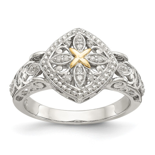 Shey Couture Sterling Silver Rhodium-Plated with 14K Accent 0.06ct Diamond Ring