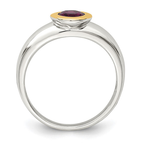 Shey Couture Sterling Silver Rhodium-Plated with 14K Accent Oval Bezel Rhodolite Garnet Oval Ring - View 2